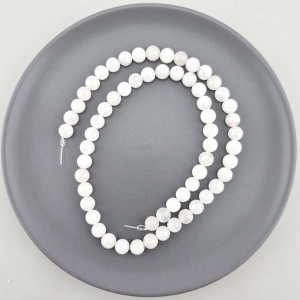 비즈팡 [J10-1-01]원석라운드 6mm 착색옥 화이트(9) ,1줄(60개)