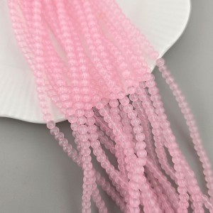 비즈팡 [J10-3-02]원석라운드 3mm 합성석 연핑크(17) ,1줄(180개)