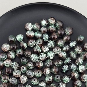 비즈팡 [J10-7-08]원석라운드 8mm 투톤크랙볼 민트초코 ,1줄(100개미만)