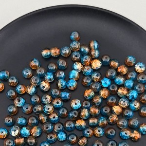 비즈팡 [J10-7-06]원석라운드 6mm 투톤크랙볼 오션블루오렌지 ,1줄(120개미만)