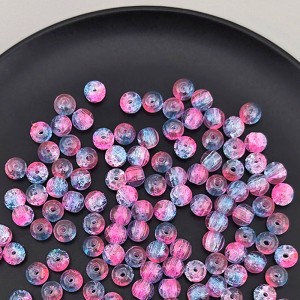 비즈팡 [J10-7-02]원석라운드 6mm 투톤크랙볼 핑크블루 ,1줄(120개미만)