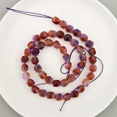 비즈팡 [J1-820-06]원석삼각컷팅 8mm 합성석 레드퍼플 ,반줄