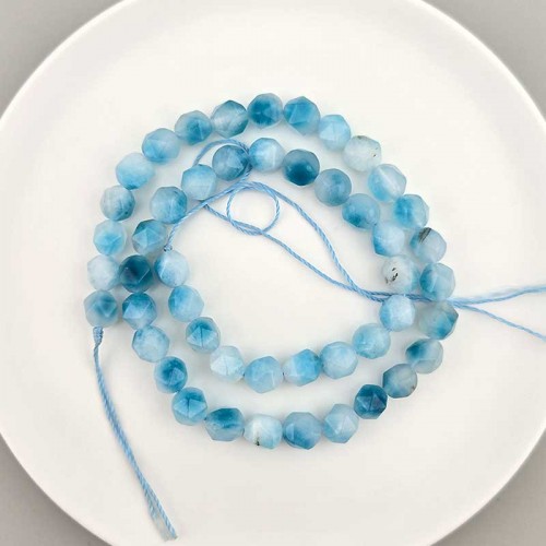 비즈팡 [J1-820-11]원석삼각컷팅 8mm 합성석 블루투톤 ,반줄