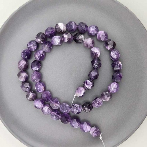 비즈팡 [J1-820-15]원석삼각컷팅 8mm 천연석 자수정 ,반줄