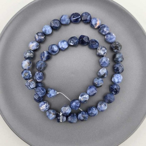 비즈팡 [J1-820-16]원석삼각컷팅 8mm 천연석 소달라이트 ,반줄