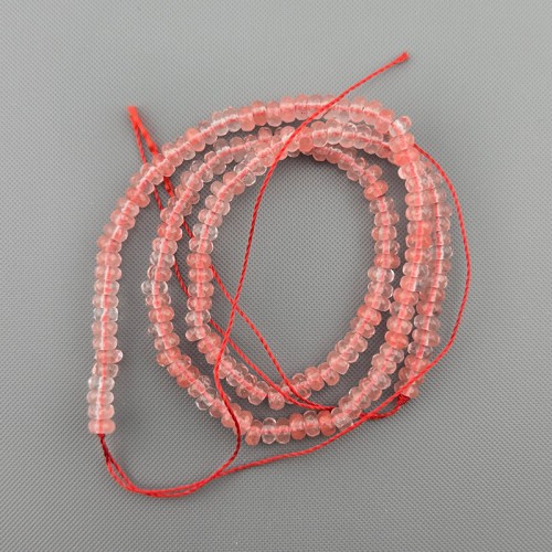 비즈팡 [J1-302-03]원석 옥론델 커팅 4mm 수박홍/잉카로즈착색 ,반줄(약17cm)
