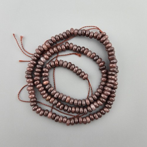 비즈팡 [J1-302-08]원석 옥론델 커팅 4mm 합성석 브라운착색 ,반줄(약17cm)