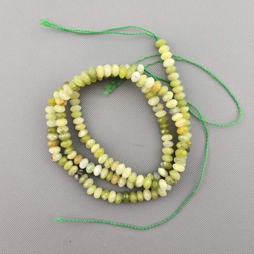 비즈팡 [J1-302-10]원석 옥론델 커팅 4mm 천연석 그린가넷 ,반줄(약17cm)