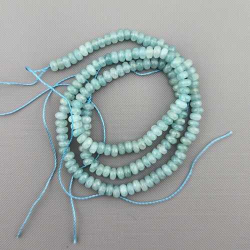 비즈팡 [J1-302-13]원석 옥론델 커팅 4mm 합성석 아쿠아민트착색 ,반줄(약17cm)