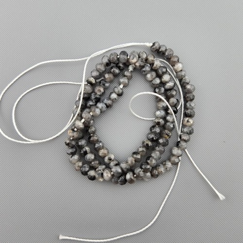 비즈팡 [J1-302-17]원석 옥론델 커팅 4mm 천연석 블랙래브라도라이트 ,반줄(약17cm)