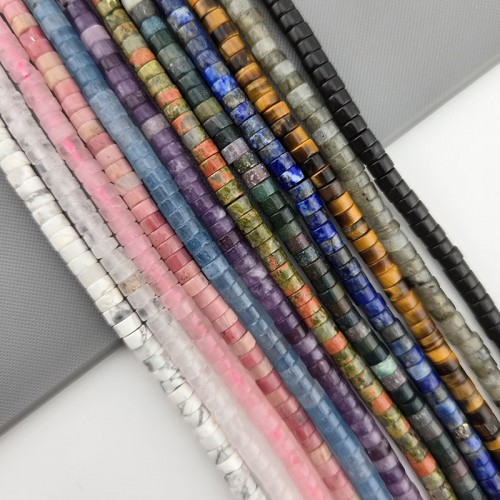 비즈팡 [J1-305-00]원석 원통 막대 4x2.5mm 천연석 12종 모음,반줄(약18cm)