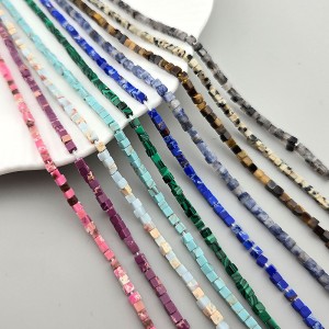 비즈팡 [J6-302-00]원석 큐브사각 2.5mm 10종 ,반줄(약18cm)