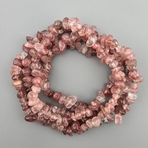 비즈팡 [J1-41-21]원석 칩스 대 천연석 딸기석 동글 ,1줄(약80cm)