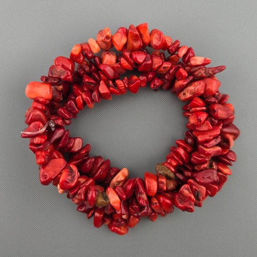 비즈팡 [J1-41-22]원석 칩스 대 천연석 산호착색 레드 ,1줄(약80cm)