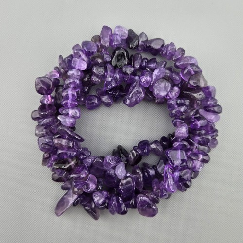 비즈팡 [J1-41-23]원석 칩스 대 천연석 자수정 ,1줄(약80cm)