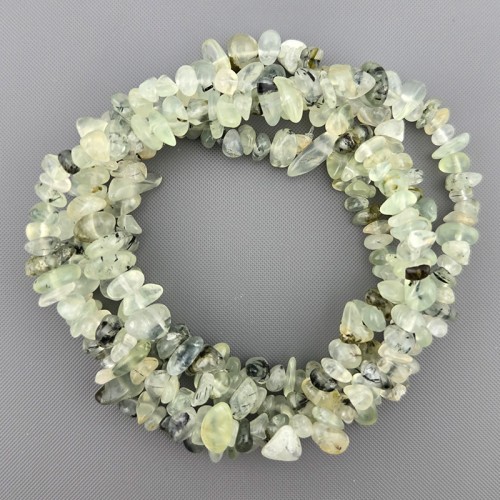 비즈팡 [J1-41-25]원석 칩스 대 천연석 그린가넷 ,1줄(약80cm)