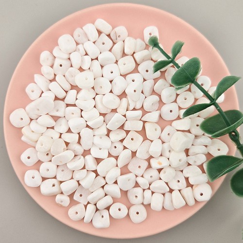 비즈팡 [J1-43-01]원석 칩스 조약돌맹이 9-10mm 채운옥화이트 ,1줄(약80cm)
