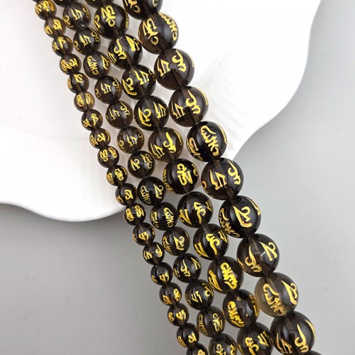 비즈팡 [J1-62-08]원석라운드 6mm 육자진언 옴자볼 옴마니반메훔볼 연수정 염주팔찌용 ,반줄(28개)