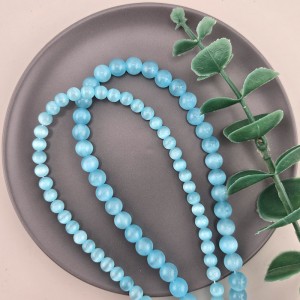 비즈팡 [J10-4-08]캣츠아이라운드 6mm 8mm 민트그린 ,1줄