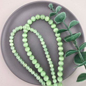 비즈팡 [J10-4-06]캣츠아이라운드 6mm 8mm 옐로그린 ,1줄