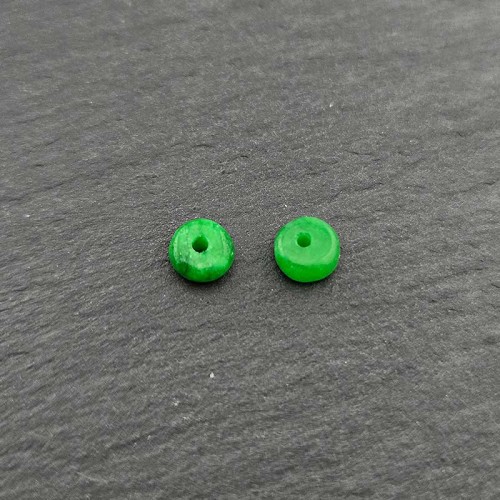 비즈팡 [J2-601-01]천연옥펜던트 비취옥론델 6mm(내경0.8mm) 비취 ,1개