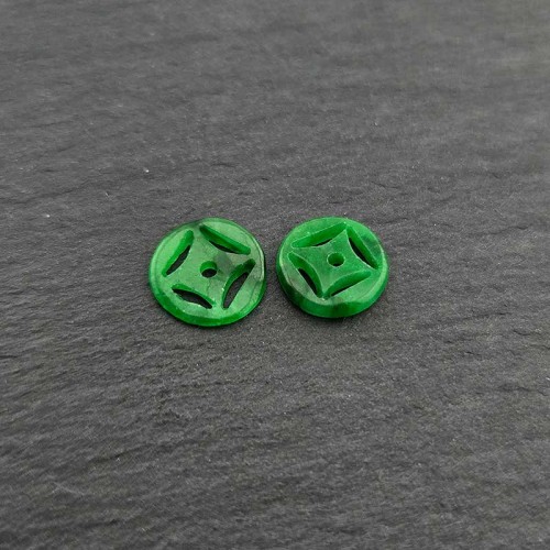비즈팡 [J2-601-08]천연옥펜던트 비취옥엽전원 10mm(내경0.9mm) 중앙홀 비취 ,1개