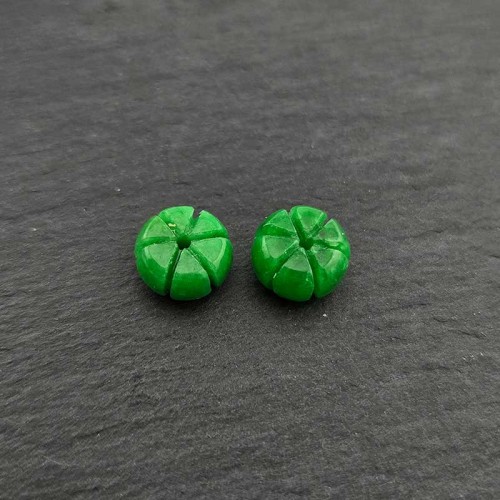 비즈팡 [J2-601-11]천연옥펜던트 비취옥납작호박 10x5mm(내경0.9mm) 중앙홀 비취 ,1개