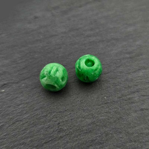 비즈팡 [J2-601-12]천연옥펜던트 비취옥둥근호박 10x9mm(내경1.6mm) 중앙홀 비취 ,1개