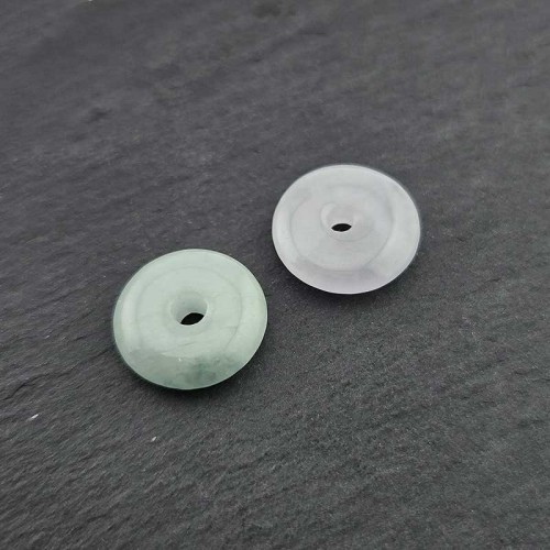 비즈팡 [J2-601-20]천연옥펜던트 백옥동전링 15mm(내경2.6mm)  맑은민트착색 ,1개