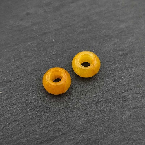 비즈팡 [J2-601-23]천연옥펜던트 황옥론델링 10mm(내경3.4mm) 다크옐로 ,1개
