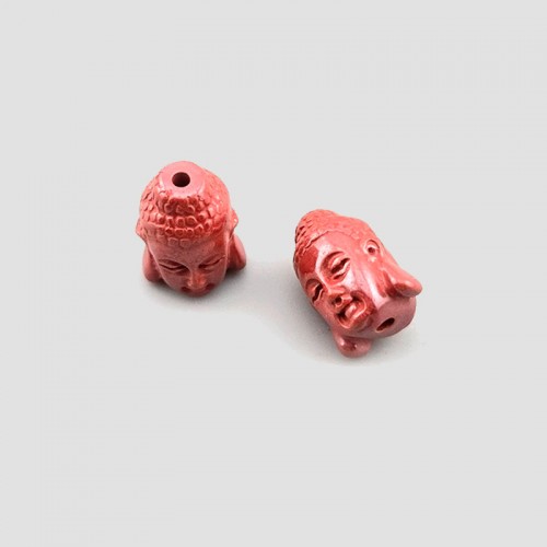 비즈팡 [JS-2-17]경면주사 펜던트 제왕사90% 부처님얼굴 11x15mm (내경1.2mm) 세로홀 ,1개