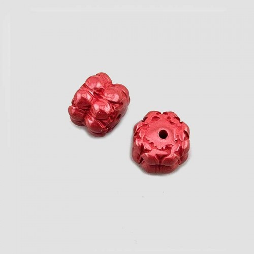 비즈팡 [JS-2-28]경면주사 제왕사90% 양면연꽃론델 10x8mm (내경1.5mm) ,1개