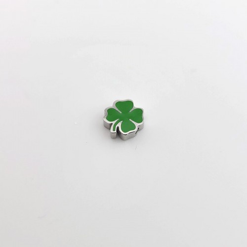 비즈팡 [S2-06-002]써지컬스틸 펜던트 에폭네잎클로버통과형 네잎에폭 가로홀 7x7.8mm 무도금 ,1개