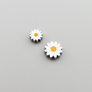 비즈팡 [S2-1-05]써지컬스틸 펜던트 에폭데이지꽃통과형 6/8mm 무도금 ,1개