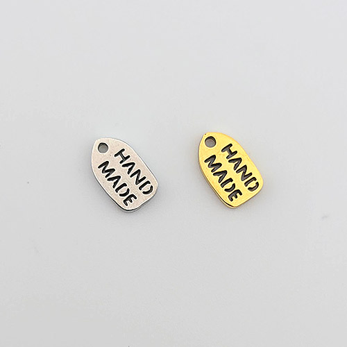비즈팡 [S1-04-001]써지컬스틸 펜던트 펀칭핸드메이드라벨태그 6x10mm (블랙각인) ,1개