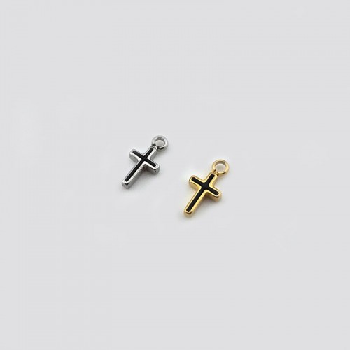 비즈팡 [S1-07-001]써지컬스틸 펜던트 미니에폭십자가 5x9.6mm 블랙 ,1개