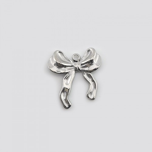 비즈팡 [S3-03-001]써지컬스틸 펜던트 발레코어 주름리본 22X24mm 무도금 ,1개