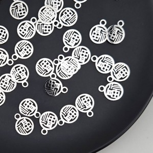 비즈팡 [S4-01-005]써지컬스틸 펜던트 복자펜던트 10x13mm 무도금 (새해복많이펜던트) ,1개