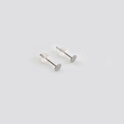 비즈팡 [S1-5-002]써지컬스틸 귀걸이 T포스트 4mm 무도금 고무클러치 ,5쌍(10개)