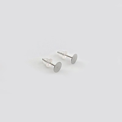 비즈팡 [S1-5-002]써지컬스틸 귀걸이 T포스트 6mm 무도금 고무클러치 ,5쌍(10개)