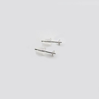 비즈팡 [S1-5-003]써지컬스틸 귀걸이 펜싱포스트 4mm 무도금 고무클러치 ,5쌍(10개)