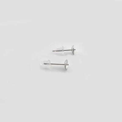 비즈팡 [S1-5-003]써지컬스틸 귀걸이 펜싱포스트 6mm 무도금 고무클러치 ,5쌍(10개)