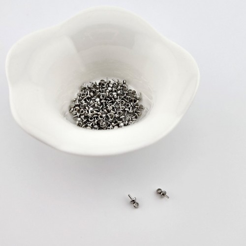 비즈팡 [S1-7-531]써지컬스틸 고정장식 반구멍캡 3mm 무도금 진주캡 ,1개