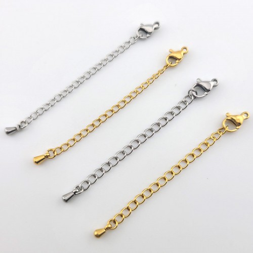 비즈팡 [S2-7-600]써지컬스틸 부자재 랍스터9/10mm+5cm 조정자 꼬리체인 모음 ,1세트