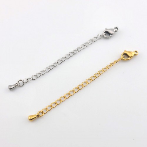 비즈팡 [S2-7-601]써지컬스틸 부자재 랍스터9mm+5cm 조정자 꼬리체인 2종 ,1세트