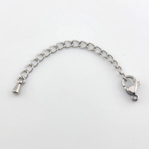비즈팡 [S2-7-602]써지컬스틸 부자재 랍스터10mm+5cm 조정자 160SB 꼬리체인 무도금 ,1세트