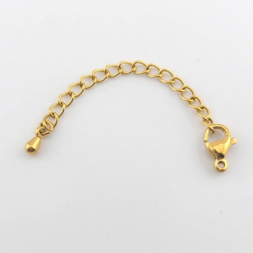 비즈팡 [S2-7-602]써지컬스틸 부자재 랍스터10mm+5cm 조정자 160SB 꼬리체인 진공골드 ,1세트