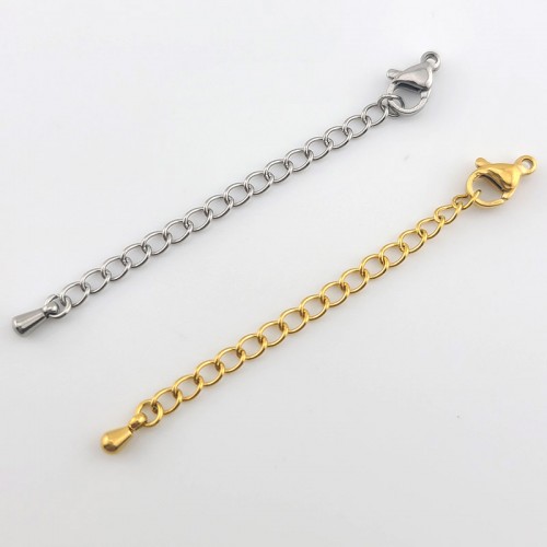 비즈팡 [S2-7-602]써지컬스틸 부자재 랍스터10mm+5cm 조정자 꼬리체인 2종 ,1세트