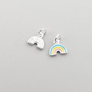 비즈팡 [SVP-21-05]순은펜던트 실버925 에폭무지개 7x6mm+O링 ,1개