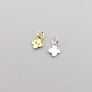 비즈팡 [SVP-22-01]순은펜던트 실버925 미니네잎클로버 6x10mm+O링 고리클로버 ,1개
